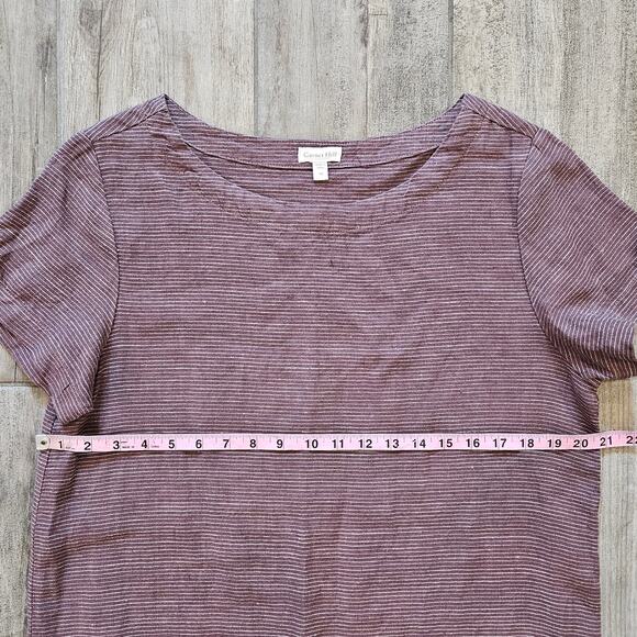 Garnet Hill Dress Women’s 10 Linen Drop-Waist Purple Stripe Summercore Breezy - Picture 4 of 11